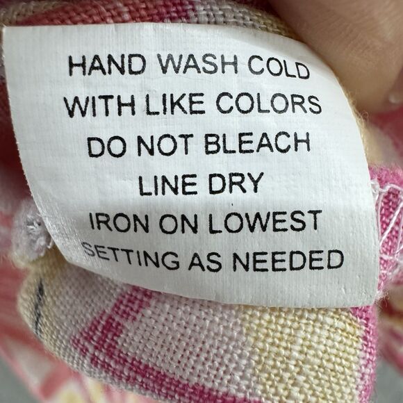 Choices Top Women M Floral Orange Yellow Linen Pullover 3/4 Sleeves Notch Neck - Picture 13 of 14